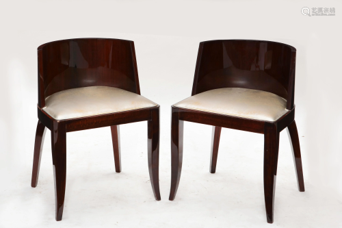 A pair of Art Deco exotic hardwood side chairs