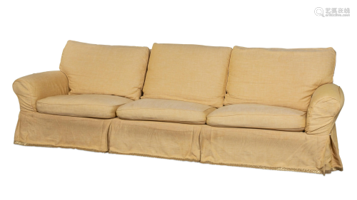 A contemporary fully upholstered sofa