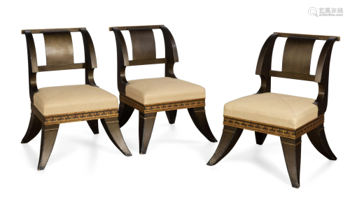 Three Classical Revival style painted chairs