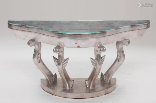 An Art Deco style silvered wood console