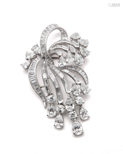 A platinum and diamond spray brooch