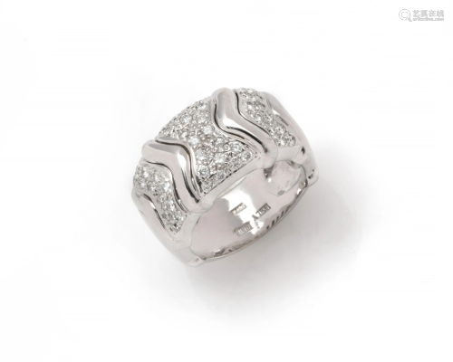 A diamond and 18k white gold band