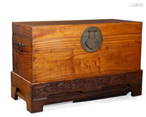 A Chinese brass mounted teak chest
