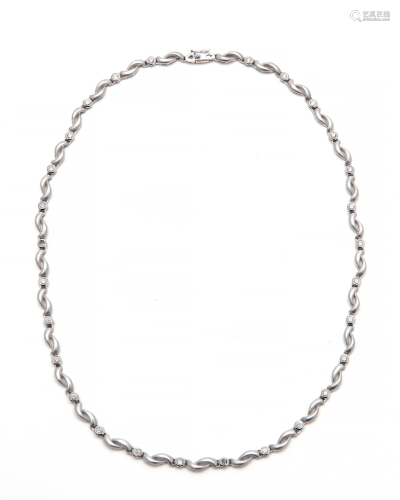 A diamond and 18k white gold necklace