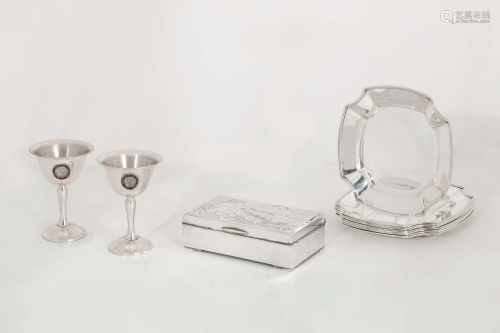 An eleven piece group of sterling silver tableware