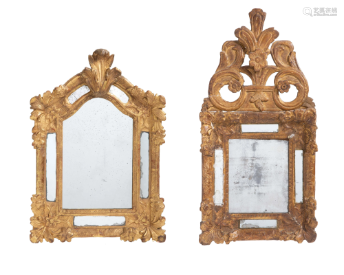 Two Italian carved giltwood mirrors