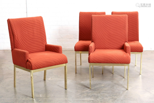 Four Milo Baughman gold chromed dining chairs