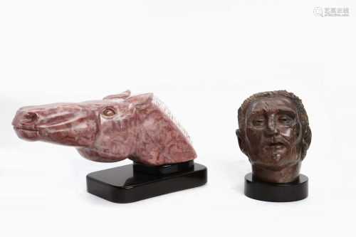 Pat Epstein, alabaster, Horse head, human head
