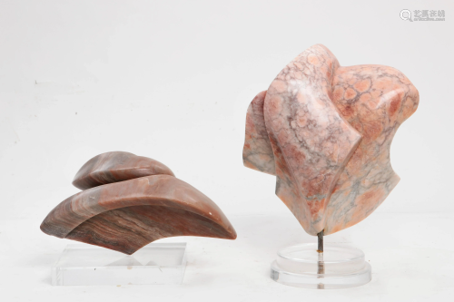Pat Epstein, alabaster, two free form sculptures