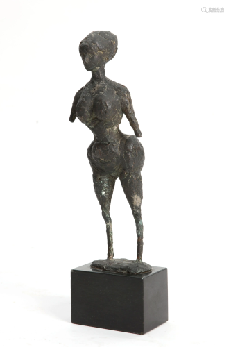 A Modernist patinated bronze model of a woman