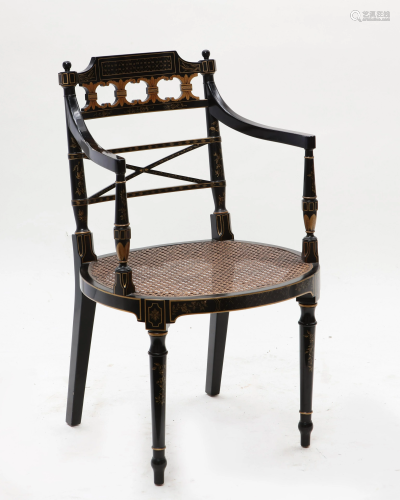 A Baker Furniture Regency style caned armchair