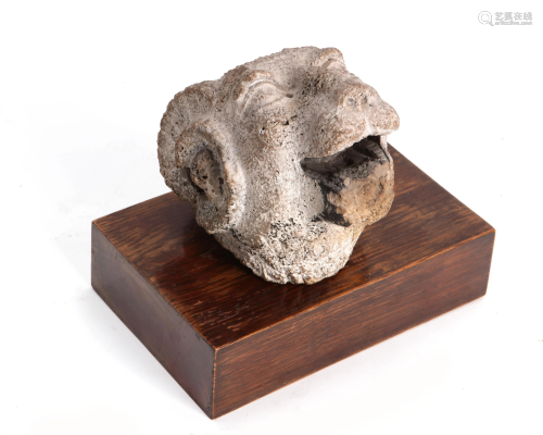 A Roman carved marble rams head fragment