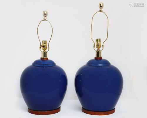 Pair of Ralph Lauren glazed porcelain table lamps