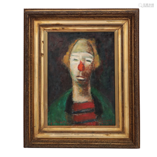 E. Gihmont, oil, Portrait of a clown