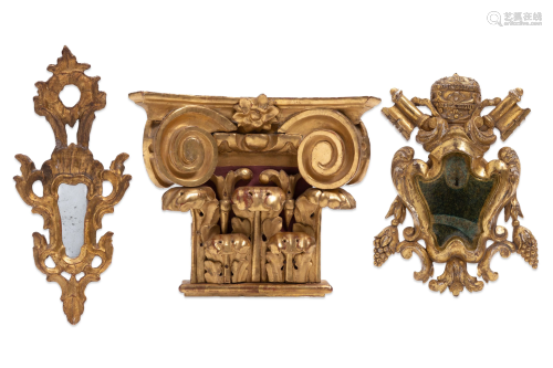 Three Italian carved giltwood decorations