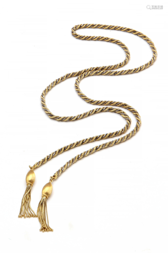 A 14k bi-color gold lariat necklace