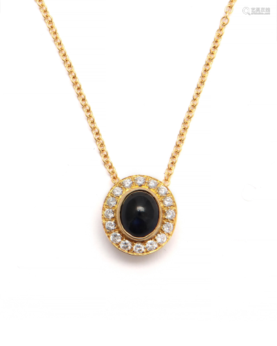 A sapphire, diamond and 18K gold necklace