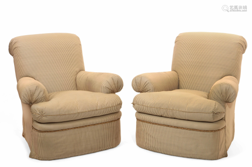 A pair of Modern upholstered armchairs