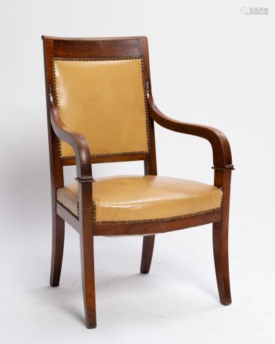 An Empire fruitwood fauteuil