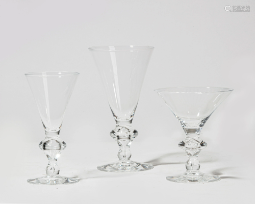 A suite of Steuben clear glass Teardrop stemware
