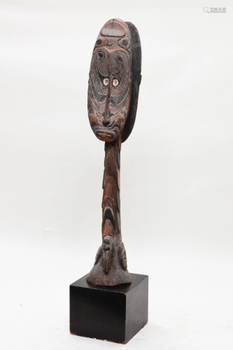 A Sepik River carved wood standing totem