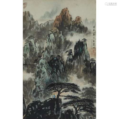 朱育蓮 (1926- ) 山水 設色紙本 鏡框 Zhu Yulian (1926- ), Landscape