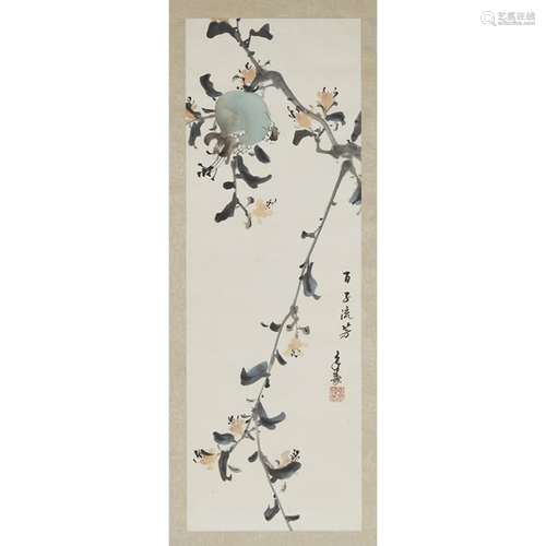 永壽款 花鳥圖 設色紙本 鏡片 二幀 Two Chinese Watercolour Paintings