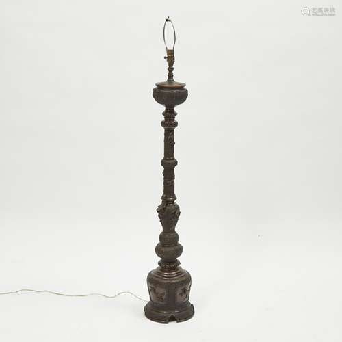 A Japanese Bronze Floor Lamp, 20th Century