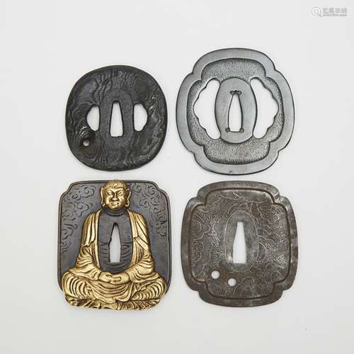 A Group of Four Iron Tsuba, 20th Century