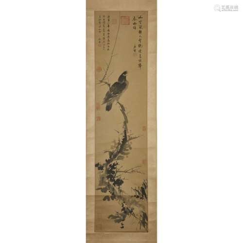 唐寅款 鳴春圖 設色紙本 立軸 A Painting of a Bird, Tang Yin Mark