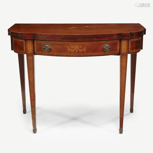 A George III style inlaid mahogany extending table ,