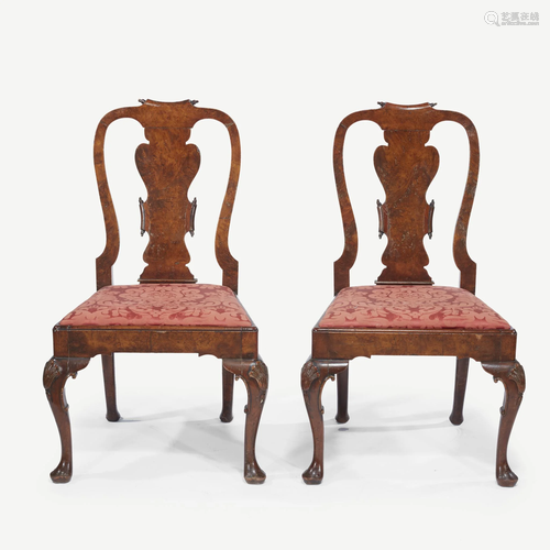 A pair of Queen Anne/George I burl walnut si…