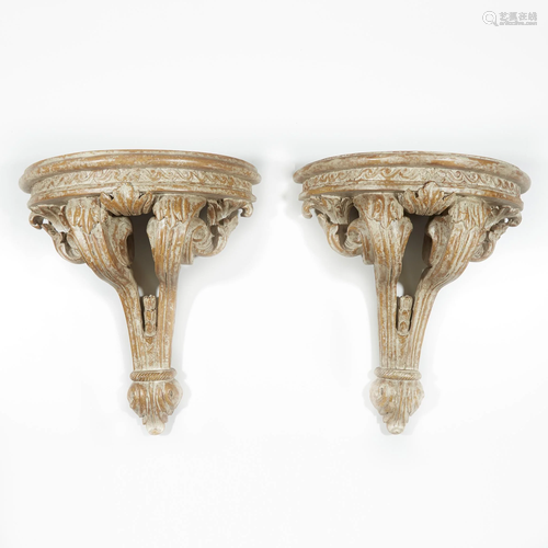 A pair of Neoclassical giltwood wall brackets, 20th