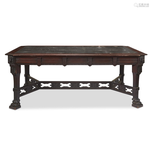 Renaissance Revival paw-foot office table, New York,