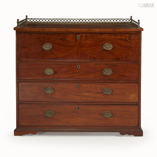 A George III figured mahogany butler's secretary, l…