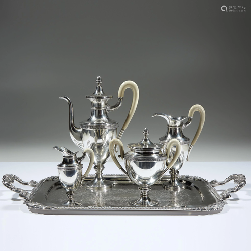 A Continental silver Empire style four-piece tea