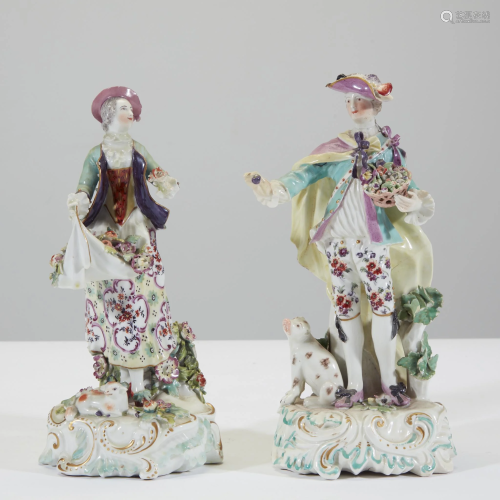 A pair of Derby porcelain figures of a shephe…