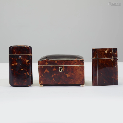 A Regency tortoiseshell tea caddy, early to mid 19th