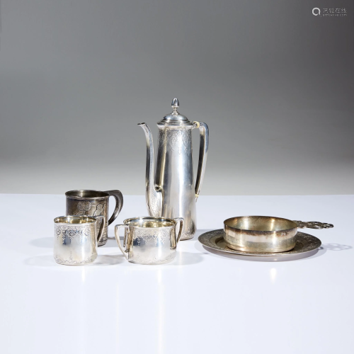 An assembled group of sterling silver table wares,