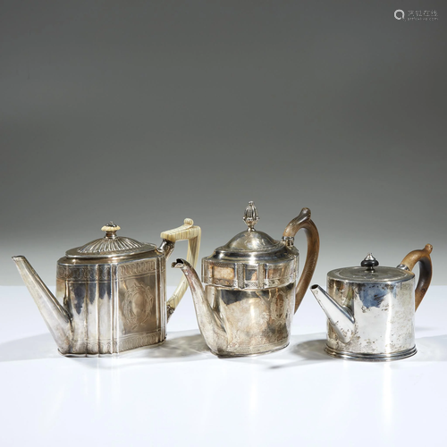 Three George III sterling silver teapots, Daniel