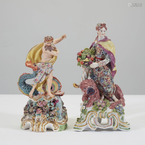 Two associated Bow or Derby figures of Flora and