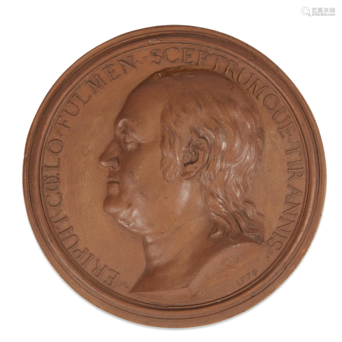 Terracotta bas-relief portrait medallion of Benjamin