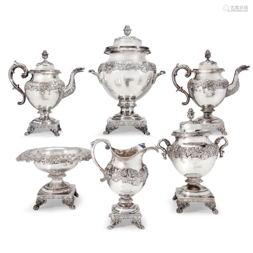 Macalester Family six-piece silver tea and coffee