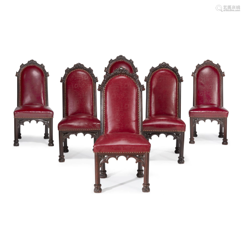 Rare set of six Herrick-Maynard-Hatch Gothic Revival