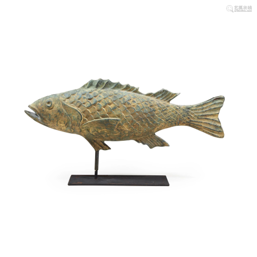 Full-bodied copper fish weathervane,