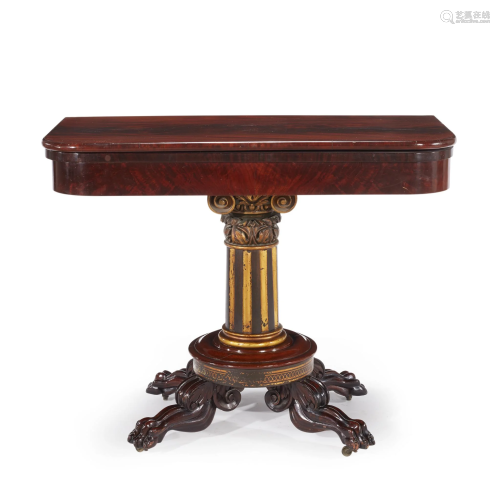 Classical parcel-gilt mahogany card table, New Y…