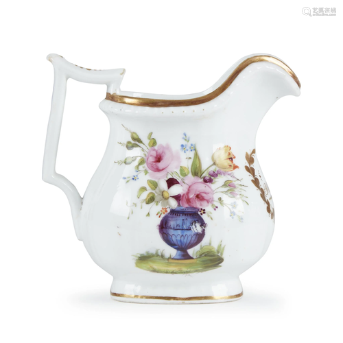 Gilt and enameled porcelain creamer, Tucker and