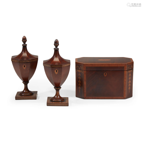 Pair of urn-form tea caddies, early 19th century