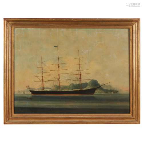 Chinese School 19th century, Clipper Ship in Hong…