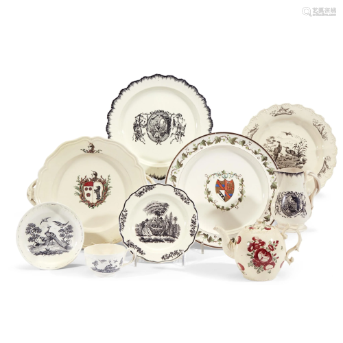 Collection of nine transfer and enamel-decorated